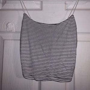Navy and White Striped Crop Top